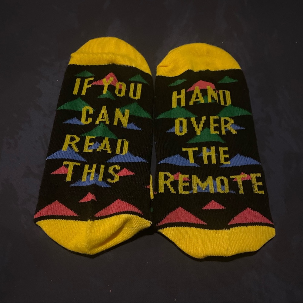 Hand Over the Remote socks. NWOT. Ankle socks